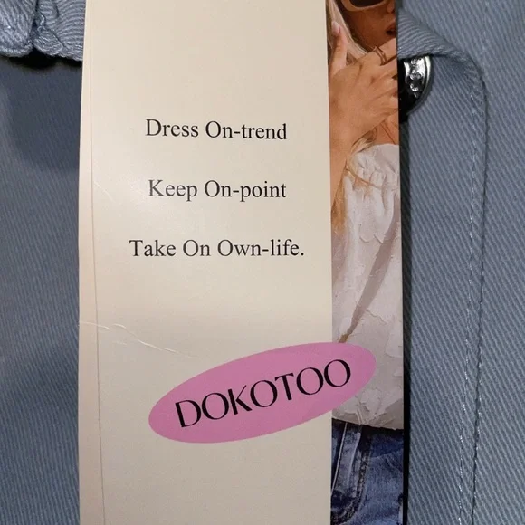 NWT Dokotoo Utility Cargo Romper. Cotton and Linen/Denim. Size Large. Gray. - Picture 7 of 10